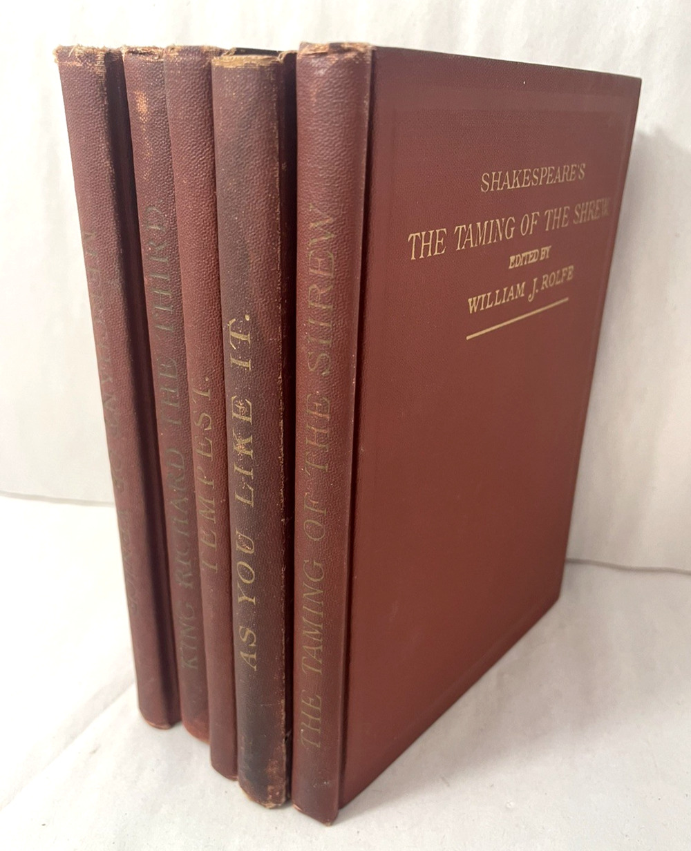 Antique 1890s Shakespeare 5 Book Set Rolfe Edition Venice English Classics